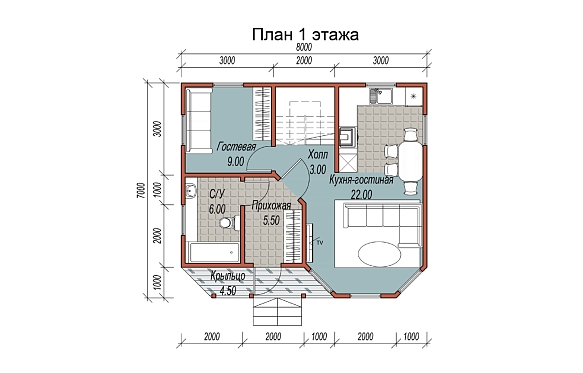 Сруб из бруса 7х8. фото