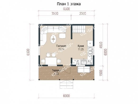 Маленький дом из бруса 6х6. фото